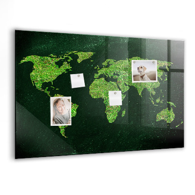 Memobord keuken Grasachtige wereldkaart