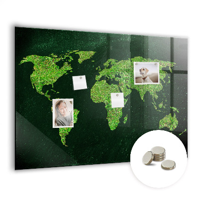 Memobord keuken Grasachtige wereldkaart