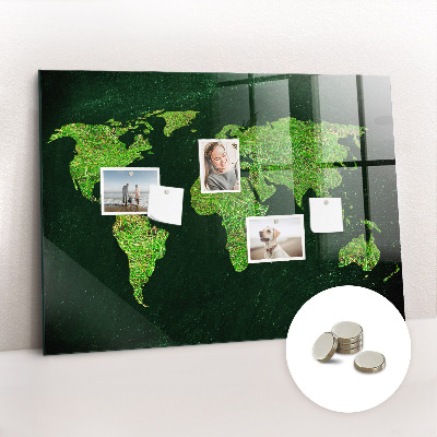 Memobord keuken Grasachtige wereldkaart