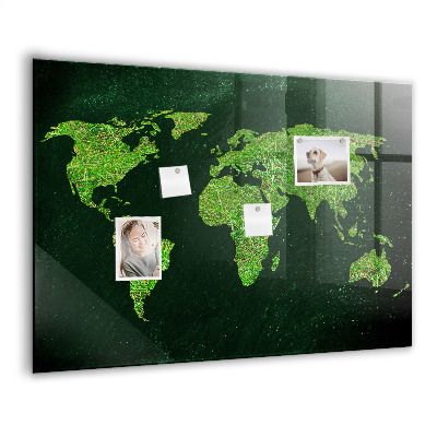 Memobord keuken Grasachtige wereldkaart