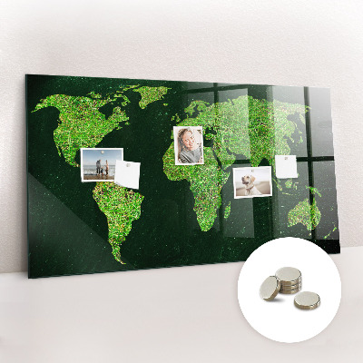 Memobord keuken Grasachtige wereldkaart