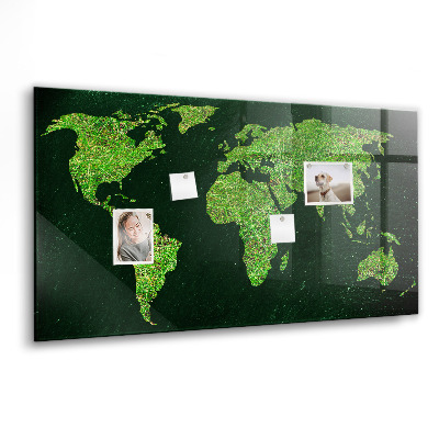 Memobord keuken Grasachtige wereldkaart