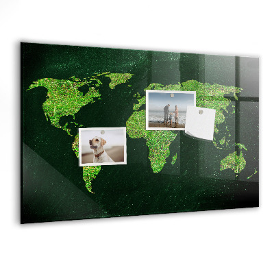 Memobord keuken Grasachtige wereldkaart