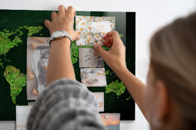 Memobord keuken Grasachtige wereldkaart