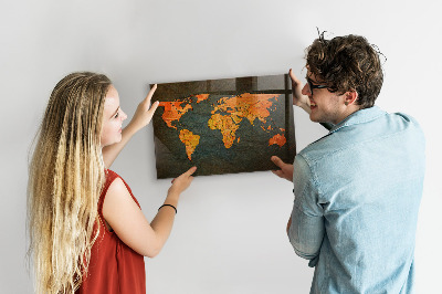 Memobord keuken Wereldkaart