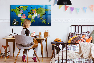 Magnetisch wandbord Wereldkaart