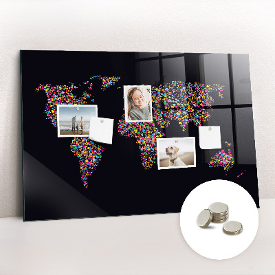 Memobord keuken Wereldkaart gemaakt van stippen