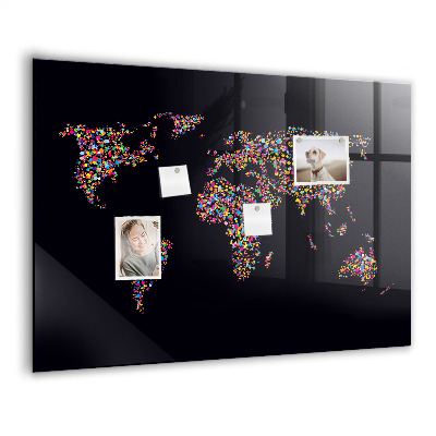 Memobord keuken Wereldkaart gemaakt van stippen