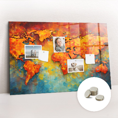 Memobord keuken Decoratieve wereldkaart