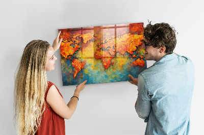 Memobord keuken Decoratieve wereldkaart