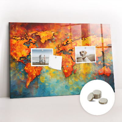 Memobord keuken Decoratieve wereldkaart