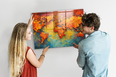 Memobord keuken Decoratieve wereldkaart