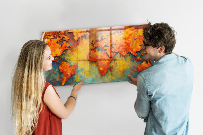 Memobord keuken Decoratieve wereldkaart