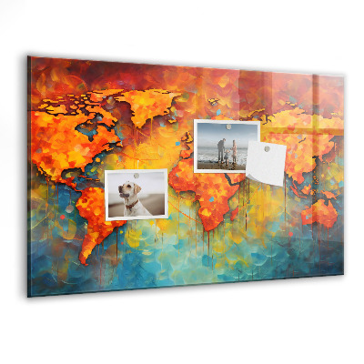 Memobord keuken Decoratieve wereldkaart