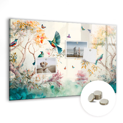 Magnet board Bloemen vogels natuur