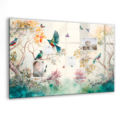 Magnet board Bloemen vogels natuur