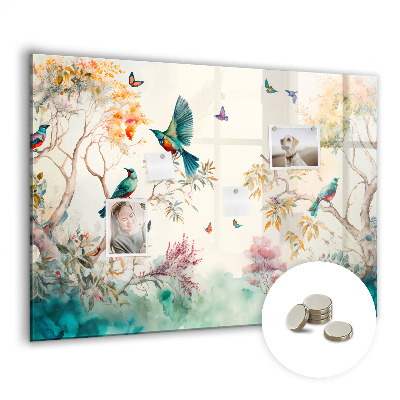 Magnet board Bloemen vogels natuur