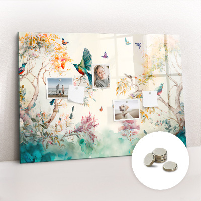 Magnet board Bloemen vogels natuur