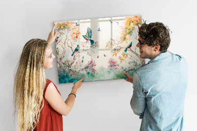 Magnet board Bloemen vogels natuur