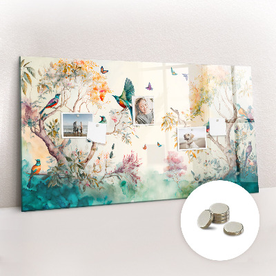 Magnet board Bloemen vogels natuur