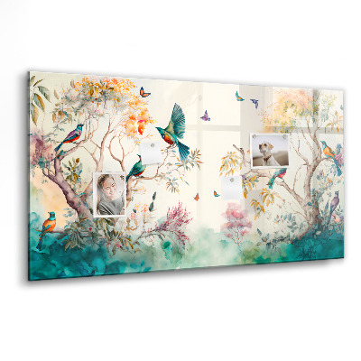 Magnet board Bloemen vogels natuur