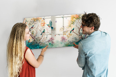 Magnet board Bloemen vogels natuur