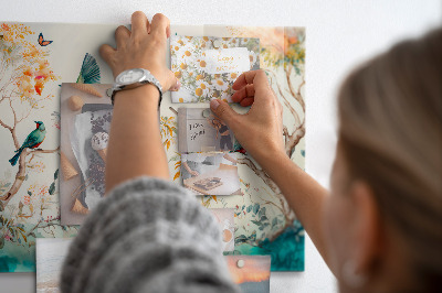 Magnet board Bloemen vogels natuur