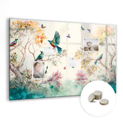 Magnet board Bloemen vogels natuur
