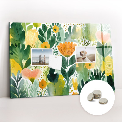 Memobord keuken Aquarelbloemen