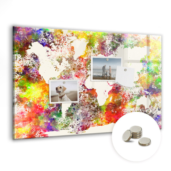 Magnetisch wandbord Aquarel wereldkaart