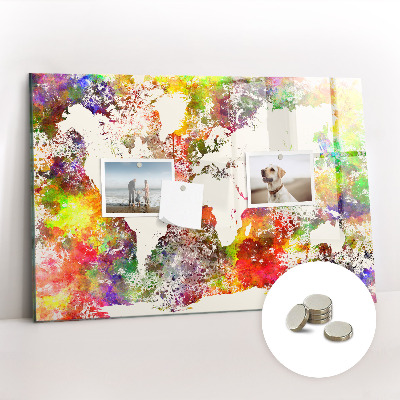 Magnetisch wandbord Aquarel wereldkaart