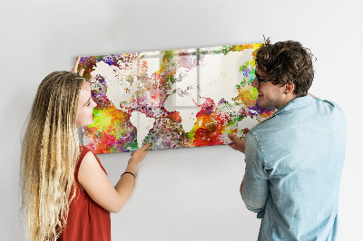 Magnetisch wandbord Aquarel wereldkaart
