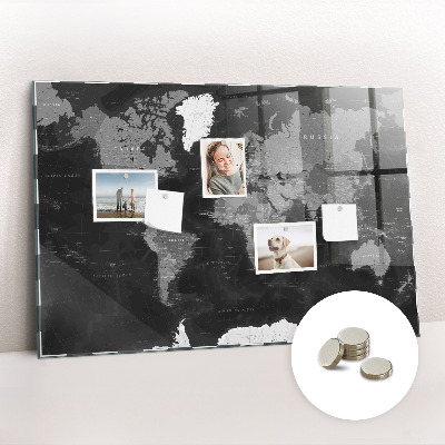 Magnet board Zwarte wereldkaart