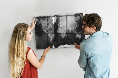 Magnet board Zwarte wereldkaart