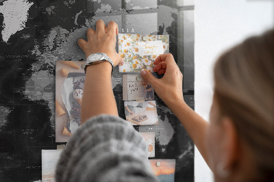 Magnet board Zwarte wereldkaart