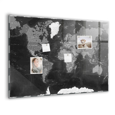 Magnet board Zwarte wereldkaart