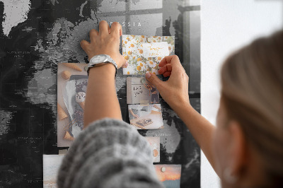 Magnet board Zwarte wereldkaart