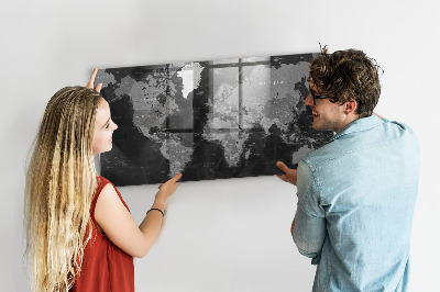 Magnet board Zwarte wereldkaart