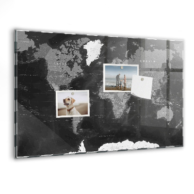 Magnet board Zwarte wereldkaart