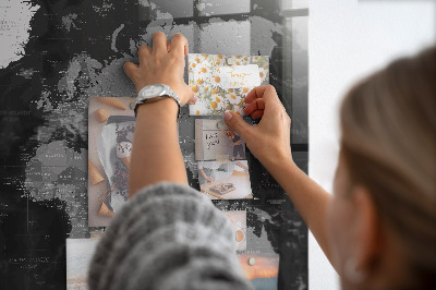 Magnet board Zwarte wereldkaart