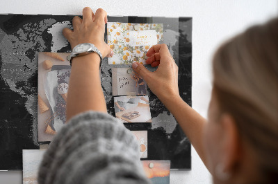 Magnet board Zwarte wereldkaart