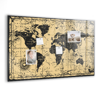 Magnetisch wandbord Vintage wereldkaart