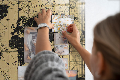 Magnetisch wandbord Vintage wereldkaart