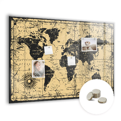 Magnetisch wandbord Vintage wereldkaart