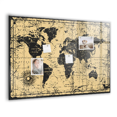 Magnetisch wandbord Vintage wereldkaart