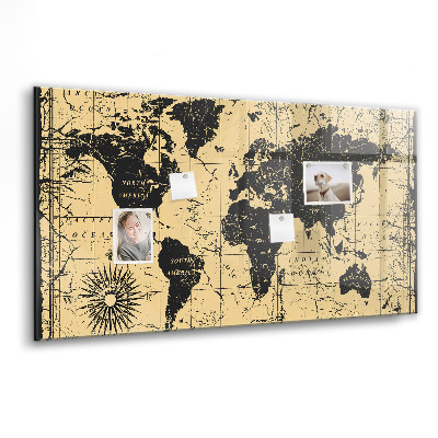 Magnetisch wandbord Vintage wereldkaart