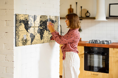 Magnetisch wandbord Vintage wereldkaart