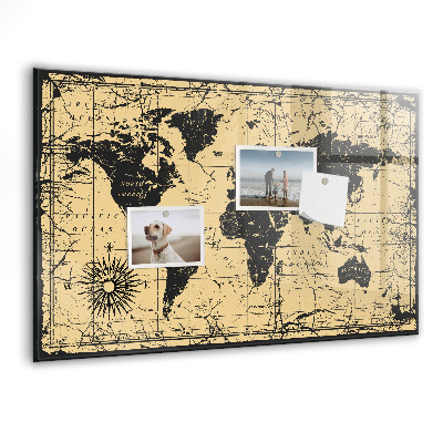 Magnetisch wandbord Vintage wereldkaart