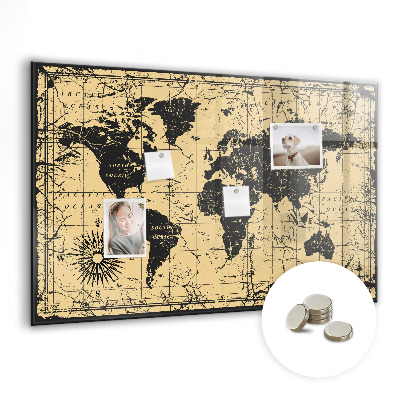 Magnetisch wandbord Vintage wereldkaart