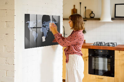 Memobord keuken 3D-wereldkaart